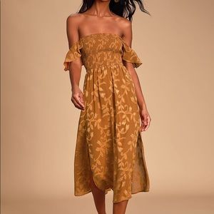 Kaiden Rust Orange Burnout MIDI Dress
